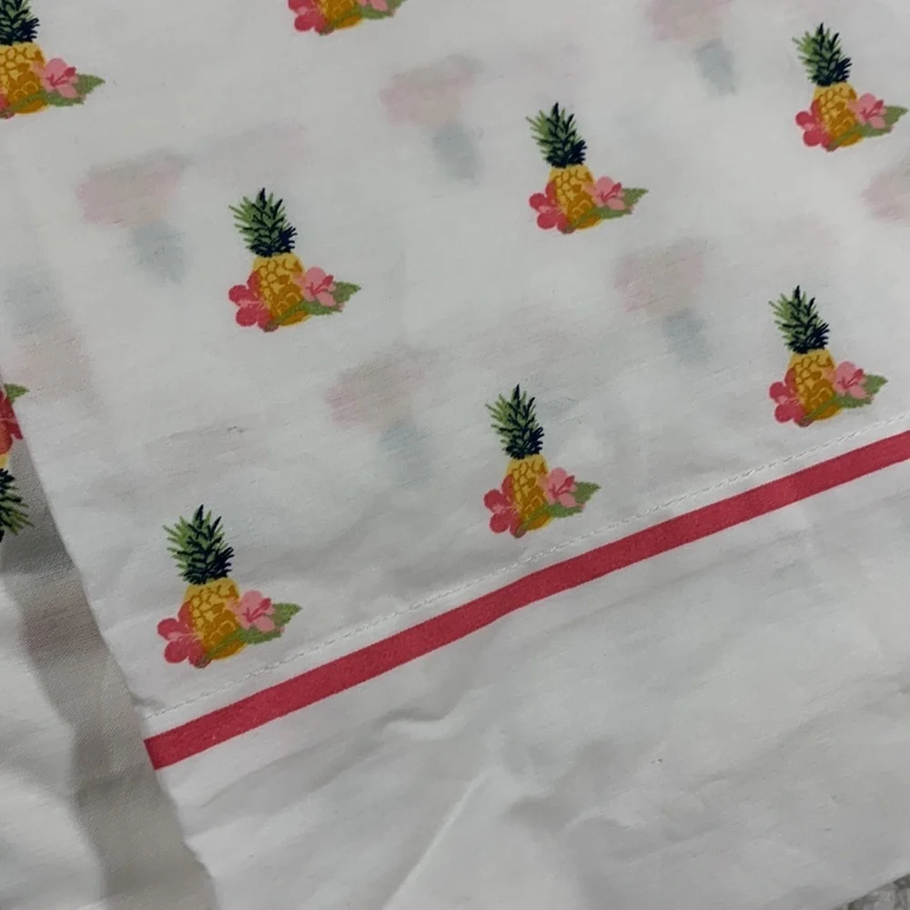 Tommy Hilfiger Pineapple All Over Print Flat Cotton Twin Sheet Island Collection